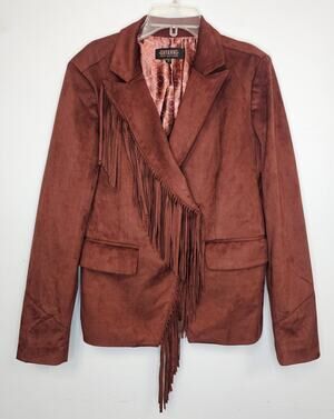 Shyanne Women's Fringe Faux Suede Western Style Blazer-Size Medium